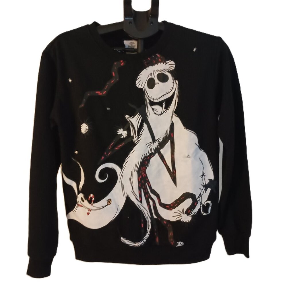 Disney Nightmare Before Christmas Black Light Up Sweatshirt Unisex Size Small S - Picture 2 of 16